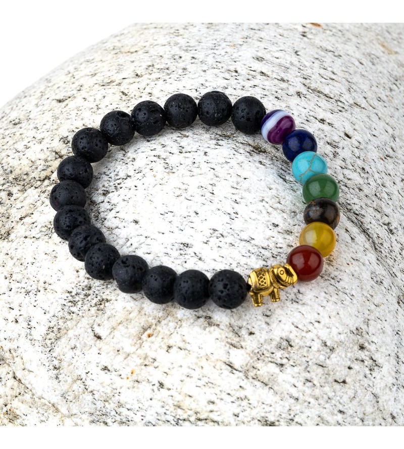 Bracciale 7 Chakra e pietra lavica