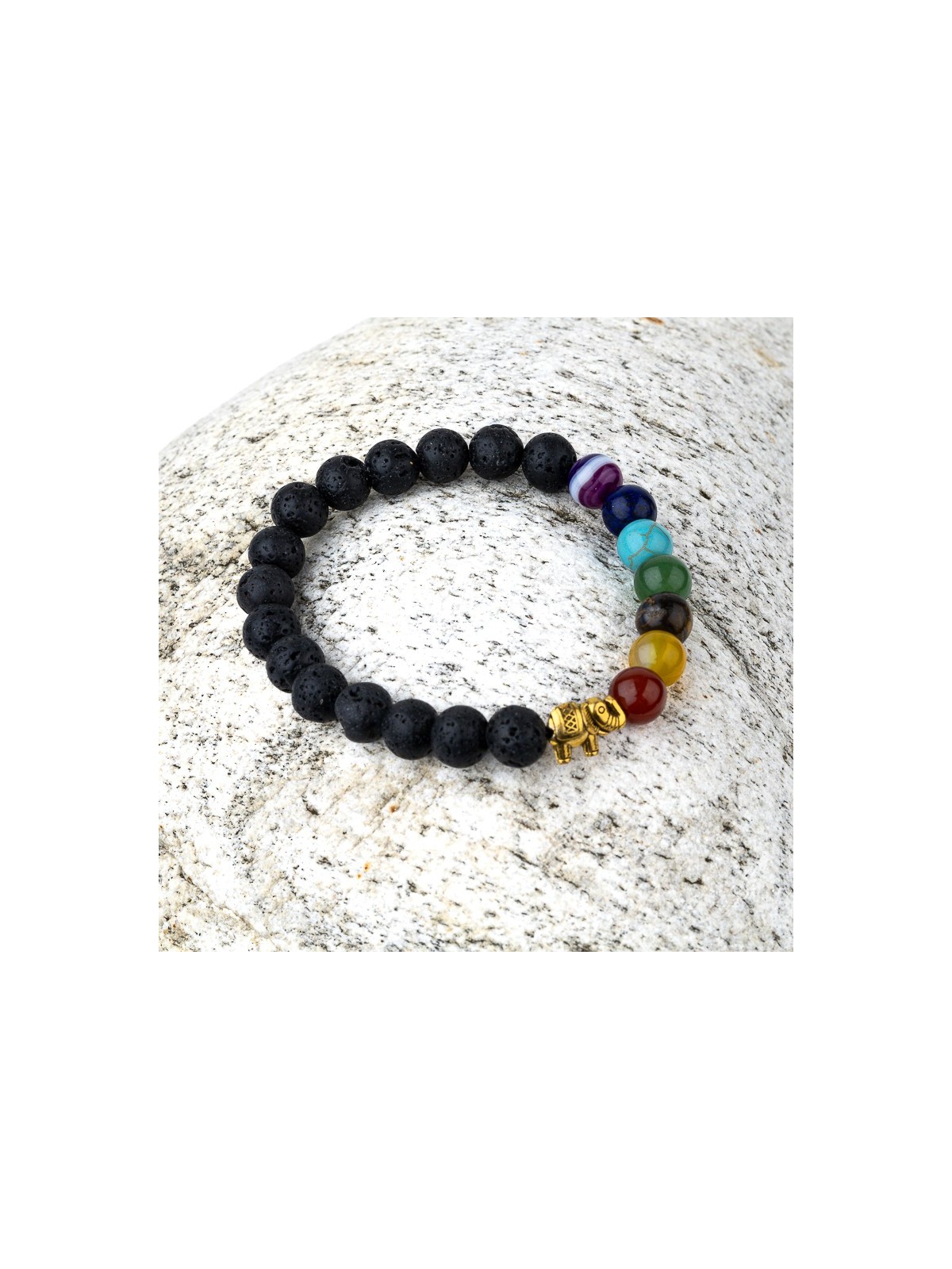 Bracciale 7 Chakra e pietra lavica