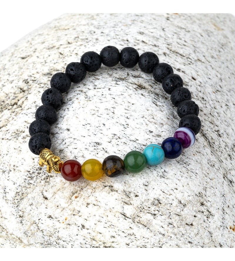 Bracciale 7 Chakra e pietra lavica