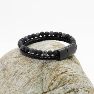 Armband aus Lavagestein und Larvikit
