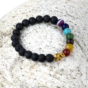 Armband mit 7 Mineralien und Lavastein