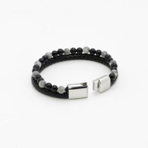 Armband aus Onyx und grauem Diapsid