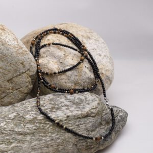 Halskette/Armband aus Tigerauge und Onyx